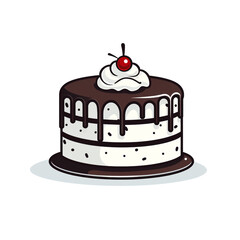 cake, sharp clean and bold black lines, triadic Flat color, isolated on white сreated with Generative Ai
