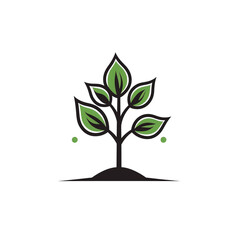 ecology sprout, sharp clean and bold black vector lines, triadic Flat color, isolated on white сreated with Generative Ai