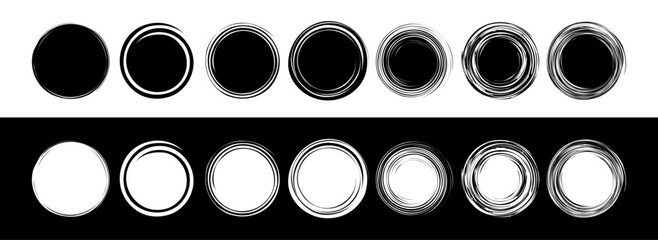 Set of abstract spiral circle. Vector spiral elements. Twirl spiral circle, twist curve spiral rotation illustration