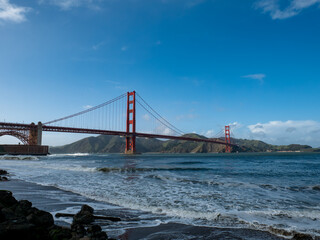 Golden Gate Bridge San Francisco Bay with waves 02