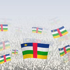 Obraz premium Crowd of people waving flag of Central African Republic square graphic for social media and news.