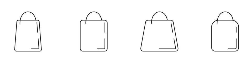 Shopping bag vector icon set. Shopping package icon concept. Shopping cart with handles vector. Plastic tear-off bag. Payment or cancellation of purchase, repeat purchase.