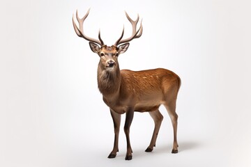 a deer with antlers standing on a white background