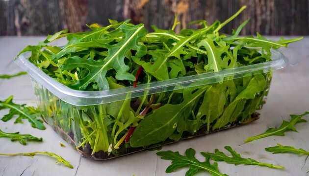 Generated image of rucola in a plastic box