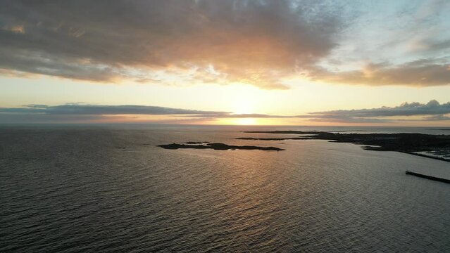 Swedish sunset over the coast in Varberg, Sweden