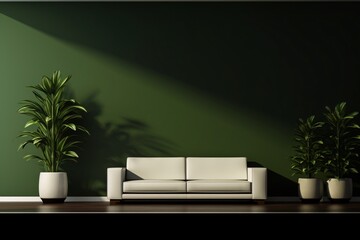 a couch and potted plants in a room