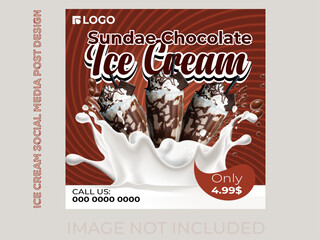 ice cream social media post design template Banner, vector illustration , food menu , poster,cone,ice cream, delicious,special ice cream,cake,strawberry ice cream, and post banner