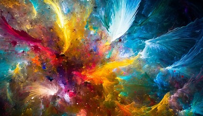 Série d'éclaboussures de couleurs. Conception de fond de peinture fractale et texture riche - obrazy, fototapety, plakaty