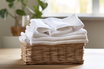 Fototapeta na wymiar a basket of white towels