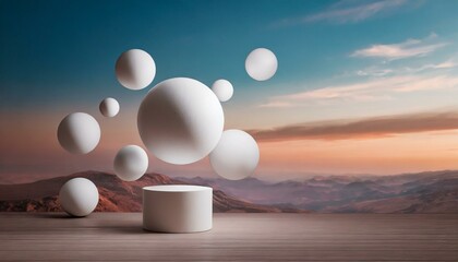 Sphères flottantes 3d rendu espace vide pour la présentation du produit