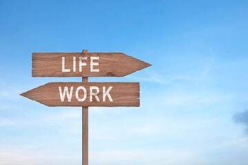Work-life balance road sign concept for healthy lifestyle and wellbeing choice.