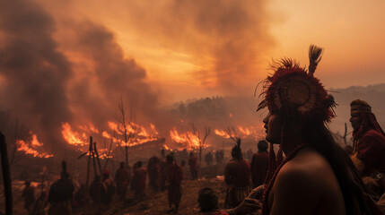 Les braves indiens dansent sous le ciel rouge, contant les légendes de leurs ancêtres au feu...