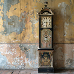 Antique Grandfather Clock in an Old Building Interior