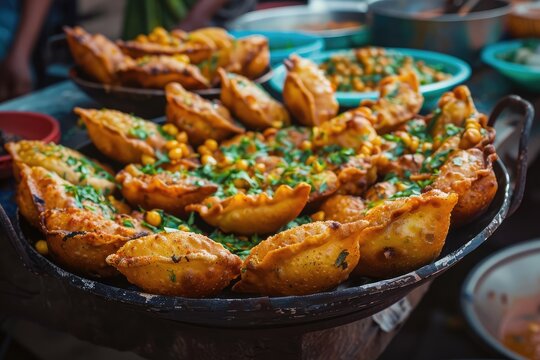 Fuchka or Puchka, Popular Street Food in Bangladesh, Consisting of Hollow, Crispy Shells Filled