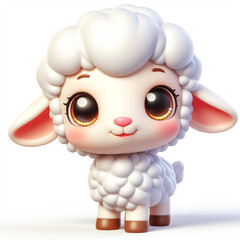 3D funny sheep cartoon. Farm animals for children's illustrations. AI generated