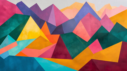 Fototapeta premium Vibrant Mountain Range: A Colorful Abstract Geometric Painting