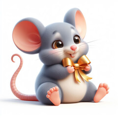 Obraz na płótnie Canvas 3D funny mouse cartoon. Wild life for children's illustrations. AI generated