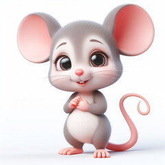 3D funny mouse cartoon. Wild life for children's illustrations. AI generated