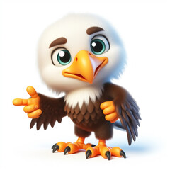 3D funny eagle cartoon. Birds in the wild for illustrations for children. AI generated