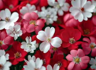 White and Red Cherry Blossoms: Delicate Floral Decoration