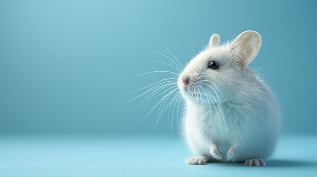 Cute hamster on a blue pastel background