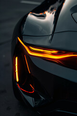 Black Sports Car with Orange LED Lights