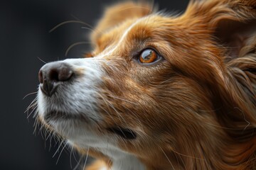 A beautifully detailed image of an attentive brown dog with piercing eyes and expressive face