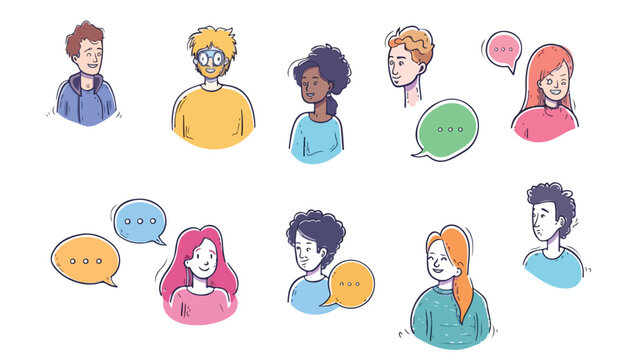 People icons and colorful voice bubbles vector illustration