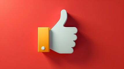 Thumb up icon on red background illustration.