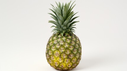 a close up of a pineapple on a white background with a small amount of fruit in the foreground.