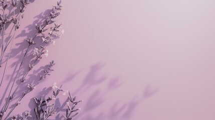 Minimalist Lavender Background with Floral Silhouettes in Soft Focus