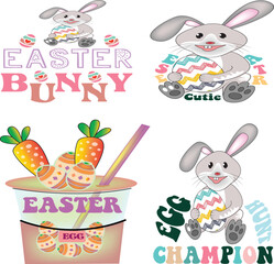 Happy Easter Bundle design, Christian Easter bunny Bundle, Retro Easter Cut Files Cricut, Good for Happy Easter tshirt design