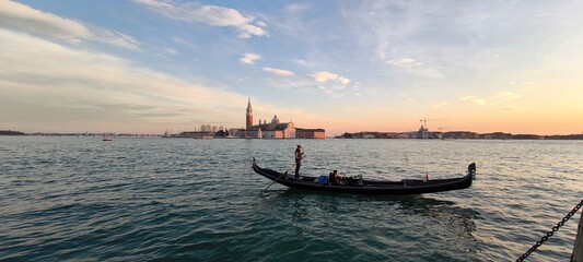 Venice island of St. Giorgio Maggiore with gondola © Savinus