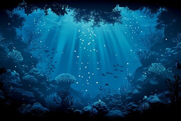 Fototapeta na wymiar Sunlit Serenity: Mystical Underwater Coral Landscape