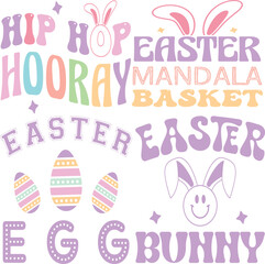 Happy Easter Bundle design, Christian Easter bunny Bundle, Retro Easter Cut Files Cricut, Good for Happy Easter tshirt design