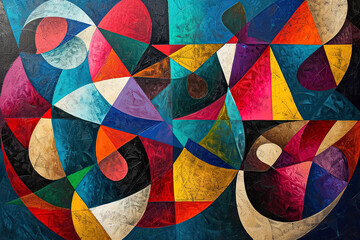 Fototapeta premium a colorful abstract painting with geometric shapes