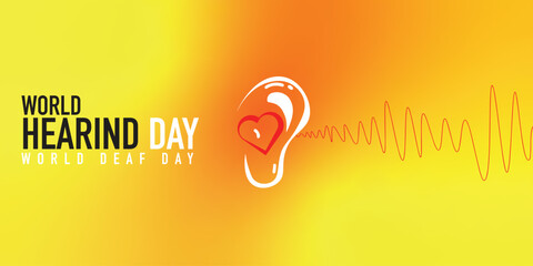 World Hearing Day is a campaign held each year on March to raise awareness on how to prevent deafness and hearing loss and promote ear and hearing care across the world. Vector illustration. - obrazy, fototapety, plakaty