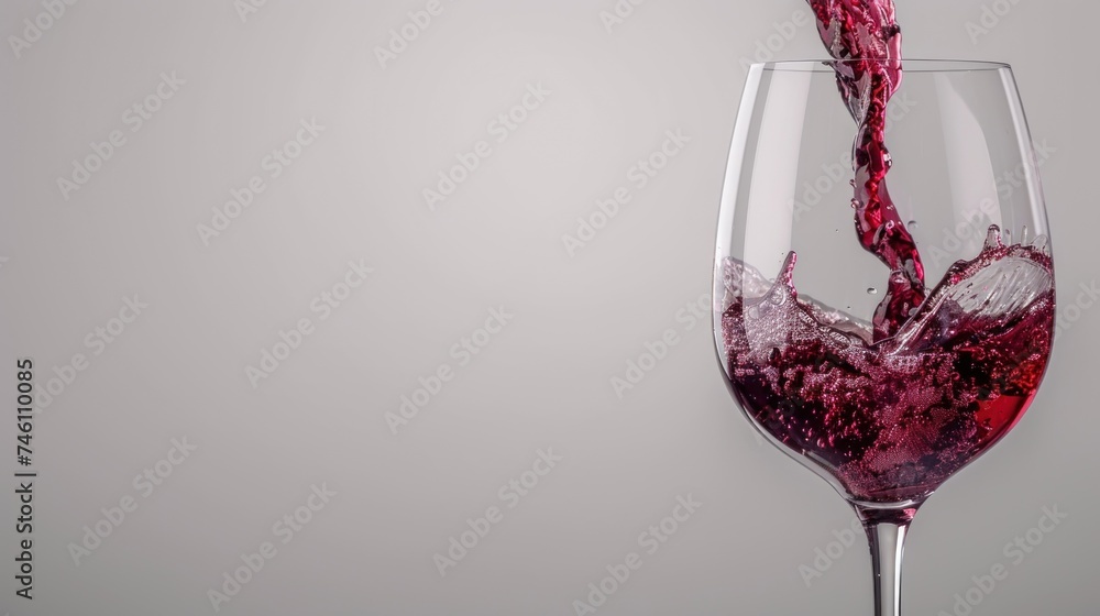 Poster a wine glass filled with red wine is being filled with red wine and is being filled with red wine an
