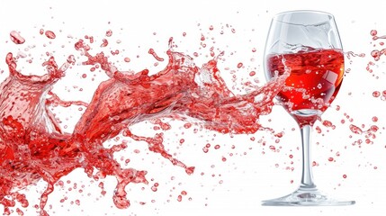 a glass of red wine is splashing out of it's bottom and into the bottom of the glass.