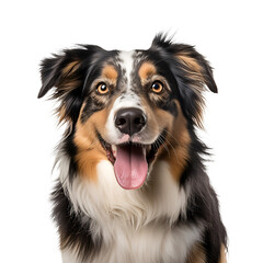 Happy Australian Shepherd Dog: A Cute Close-up Portrait, Isolated on Transparent Background, PNG