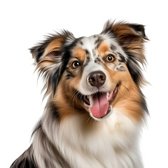 Australian Shepherd Dog: A Close-up Portrait of Happiness and Cuteness, Isolated on Transparent Background, PNG