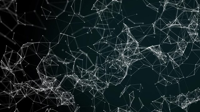 Video looping neon animation of intertwined particles with lines for background


