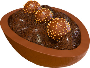3D Chocolate Easter egg with bonbon
