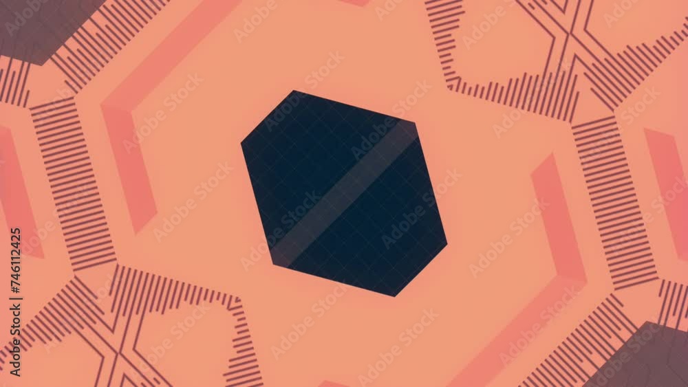 Fototapete Digital seamless loop animation with abstract design of different geometric shapes arranged in symmetrical order. Modern and minimalistic style. 3d rendering. 4K, Ultra HD resolution
