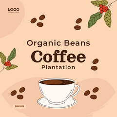 Social media banner post template with food coffee concept. Coffee Instagram stories Poster. Food menu and restaurant coffee menu.