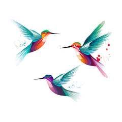 Hummingbird   Minimalist and Simple set of 3 Line White background - Vector illustration