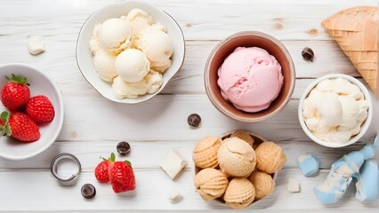 Fototapeta na wymiar fresh fruit and yogurt ice cream, ai generator