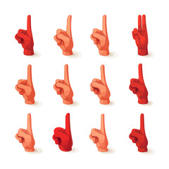 Fototapeta premium Hand arm finger hold ok pose sign isolated set. Vector flat graphic design illustration