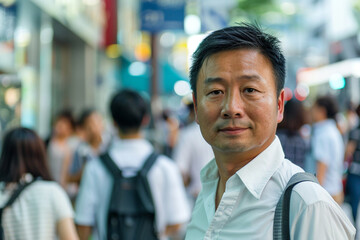 Unidentified asian man in Hong Kong. Hong Kong is one of the most popular tourist destinations in the world. - obrazy, fototapety, plakaty