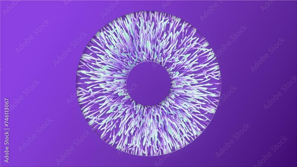 Aufkleber Large purple circle with floating lines in neon color. Visually striking and dynamic composition. Abstract and artistic design. Digital seamless loop animation. 3d rendering. 4K, Ultra HD resolution